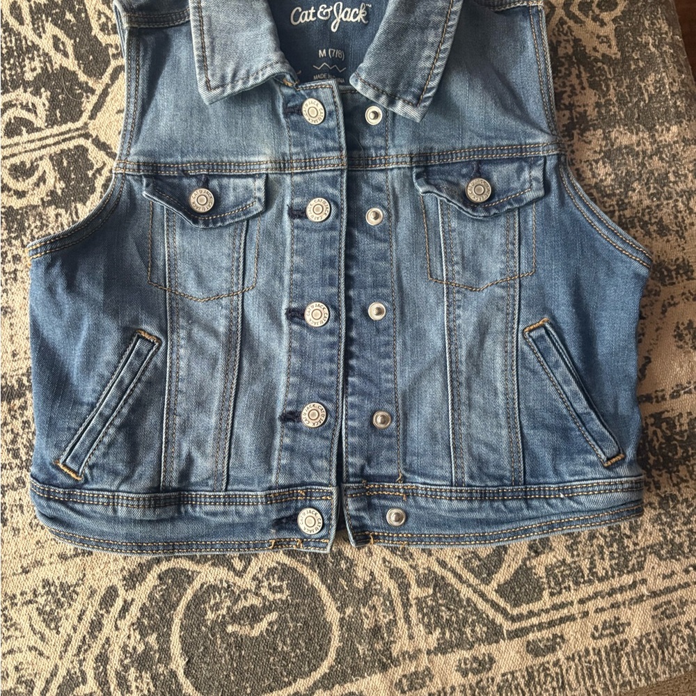 Cat & Jack Girls' Blue Denim Vest - Kids Jackets & Coats